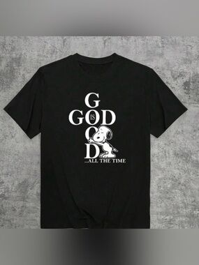 Snoopy God Is Good All The Time Graphic Tee Black Unisex Christian Shirt Peanuts